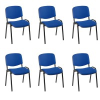 Lot de 6 chaises Iso avec structure en époxy noir et revêtement Baly (textile) bleu ou noir